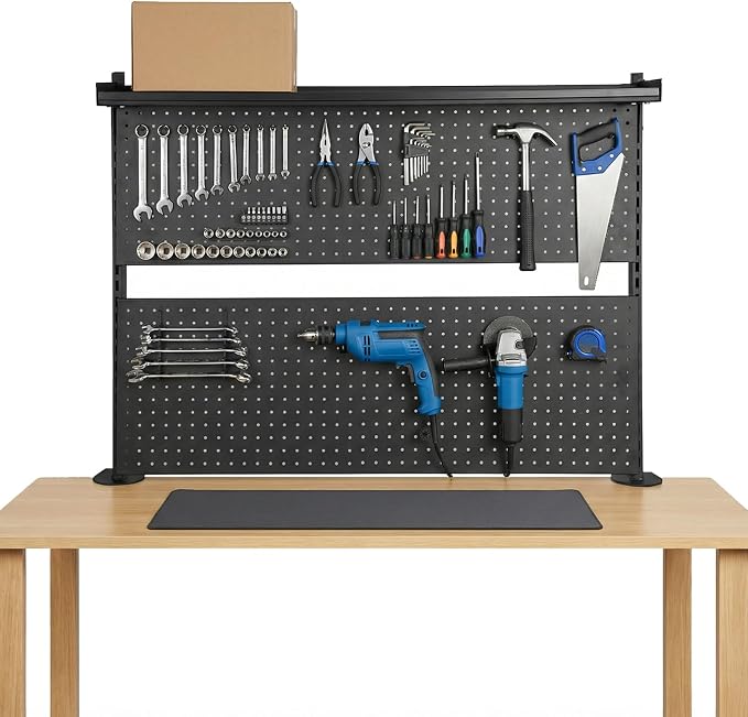 Steel Stand Pegboard with Monitor Stands Computer Accessories | Pegboard Desk Organizer Shelf 51 X 34 Inch; Monitor Stands; Clamp On Desk Mount; Steel Stand Pegboard; Office Gaming Desk - Image 8