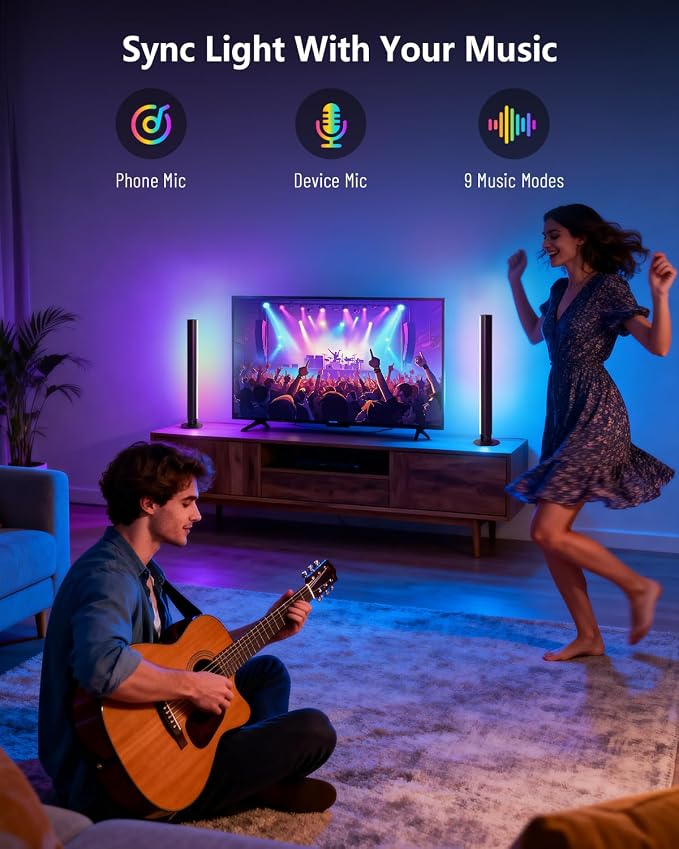 Smart RGB+IC LED Light Bar for Room, 16-Inch TV LED Backlight with Music Sync, Gaming Ambient Lighting Compatible with Alexa and Google Assistant, Sturdy Aluminum Light Bars - Image 6