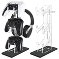 FYY Game Controller Holder 3 Tiers - Universal Dual Controller Stand Headphone Holder, Acrylic Black Controller Display Stand Compatible with Nintendo Switch Xbox PS5 PS4, Desk Mounts for Controller by FYY