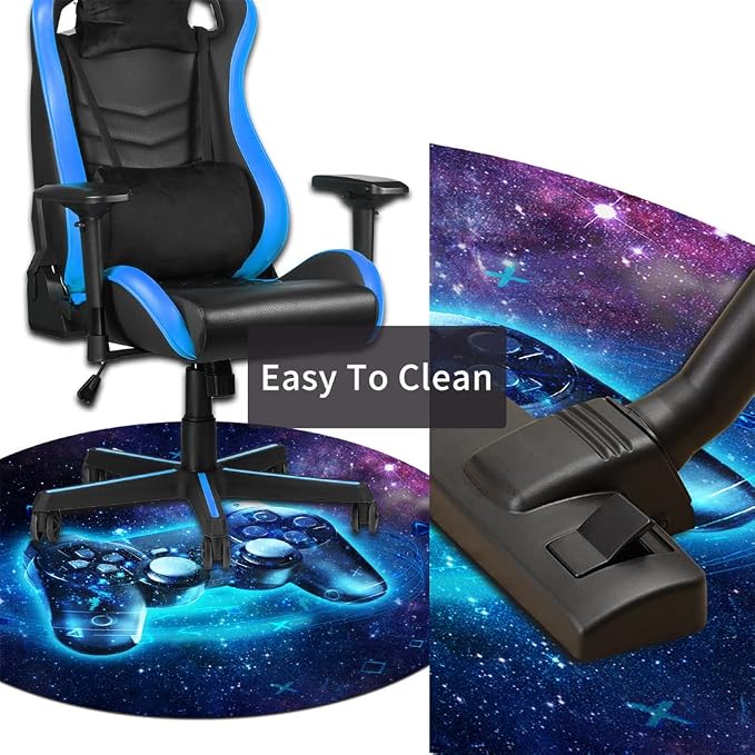 Generic Gaming Chair Mat for Hardwood Floor, Non-Slip Round Office Chair Mat, 47" Blue - Image 7