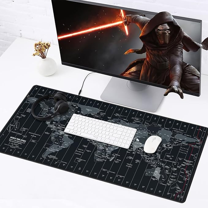 JIALONG Large Gaming Mouse Pad Extended Desk Mat XXL Mousepad with Non-Slip Keyboard Pad for Office Laptop, Computer and PC - 35.4 x 15.7 inches World Map - Image 6
