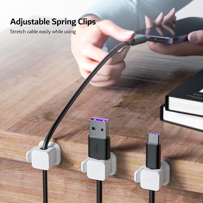 PZOZ Cable Clips 6 Pack, Adhesive Cable Organizer with Locking Buckle - Image 4