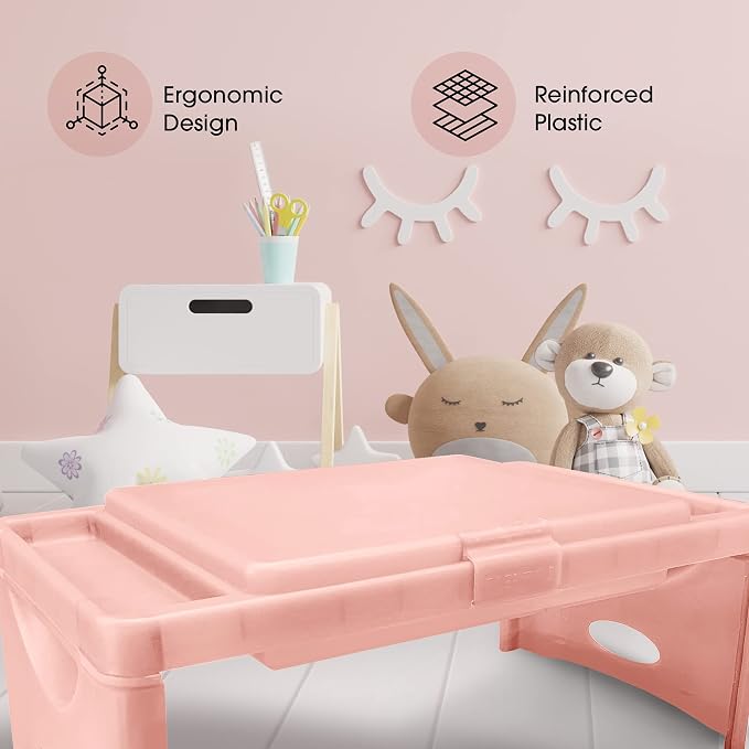 Loddie Doddie Pair of Foldable Lap Desk with Storage Pocket | Blush and Teal. Perfect use for Laptops, Travel, Breakfast in Bed, Gaming and Much More! Great for Kids and Teens! - Image 3