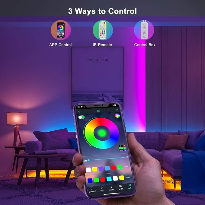 RGB LED Strip Light Controller, with APP, Music Sync and IR Remote, with Unlimited Colors and Pin Modify Feature Compatible with 5V-24V All 4-pin 10mm RGB LED Strip via Bluetooth Connection - Image 3