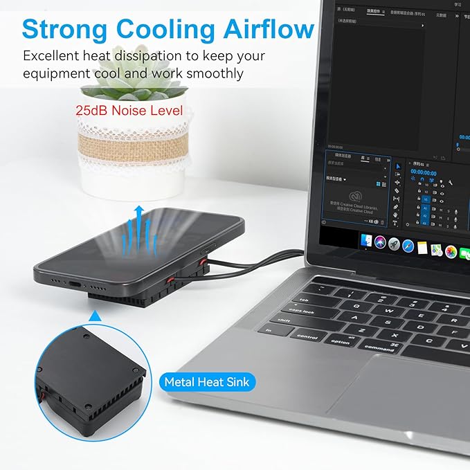 ELUTENG Computer Fan USB 40mm Dual Row 2 in 1 USB PC Fans with 3 Adjustable Speeds 6500RPM Electronics USB Cooling Fan with Black Metal Grid for Laptop TV Box Xbox AV Cabinet PS5 Router Projector - Image 2