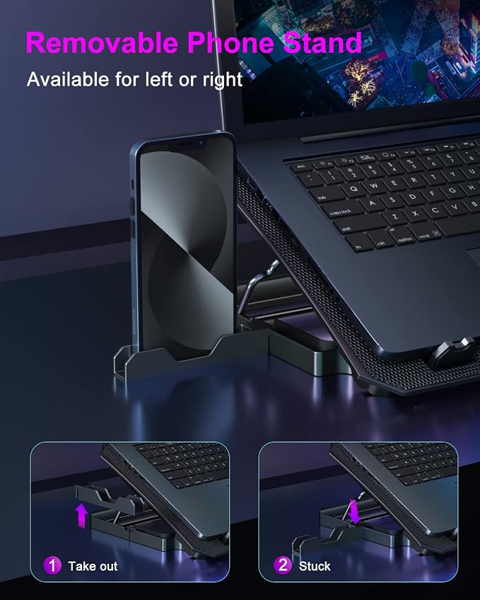 KeiBn Upgrade Laptop Cooling Pad, KeiBn Laptop Cooler 2 Fans for 10-15.6 Inch Laptops, 5 Height Stands, 2 USB Ports (S039-Purple) - Image 4