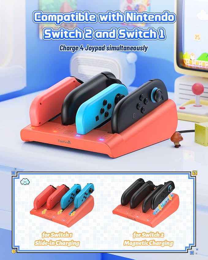 FASTSNAIL Switch Controller Charger for Nintendo Switch 2/1/OLED for JoyCon - Image 3