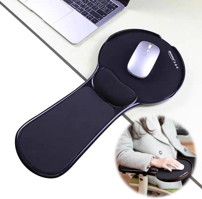 LL-COEUR Memory Foam Arm Support Wrist Rest for Table and Chair, Ergonomic Armrest Desk Extender, Multifunctional Computer Mouse Pad (Black) by LL-COEUR