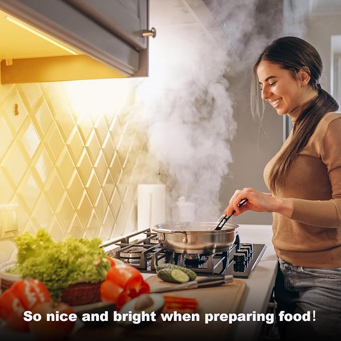 6PCS x 12 Inch Under Cabinet Lights Plug-in, Warm White 3000K Dimmable LED Under Cabinet Lighting, Under Counter Lights with Memory Function, LED Light Bars for Kitchen - Image 2