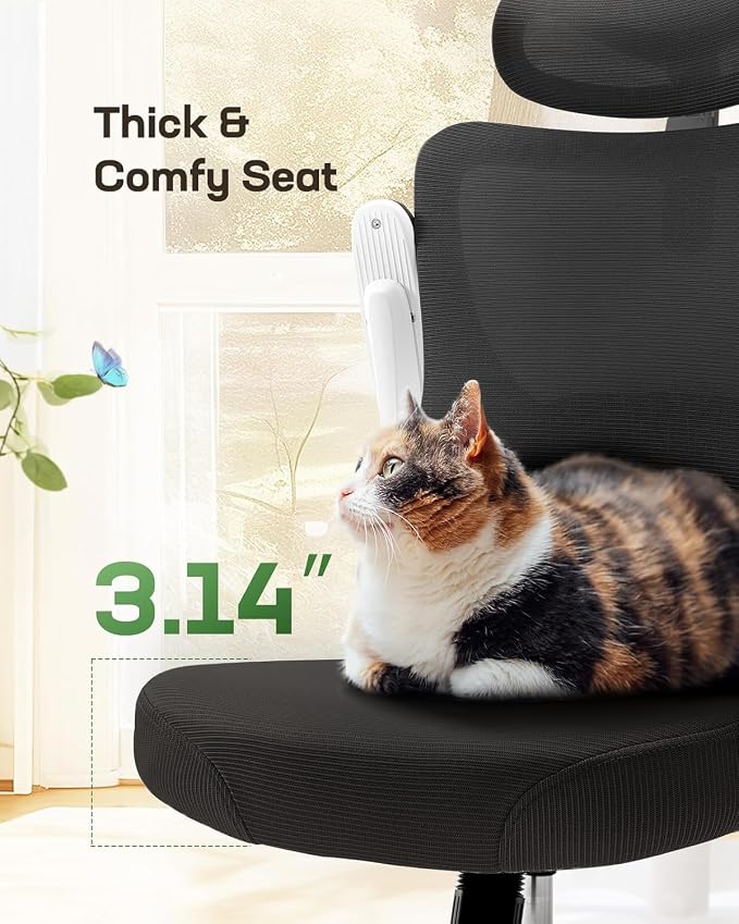Marsail Ergonomic Office Chair with 3D Armrests, Pack of 4 | Office Desk Chair with High Back Mesh, Adjustable Lumbar Support, Rolling Work Swivel Task Chairs with Wheel, Headrest, home - Image 6