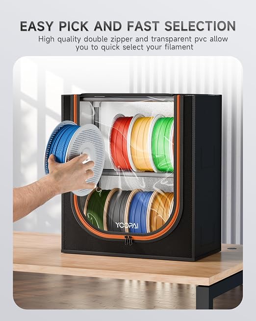 YOOPAI 3D Printer Filament Storage Box – 2 Tier Filament Storage Rack with Fabric Cover, Holds Up to 12 Rolls 1KG – 3D Filament Storage Organizer for Home, Workshop & Studio - Image 8