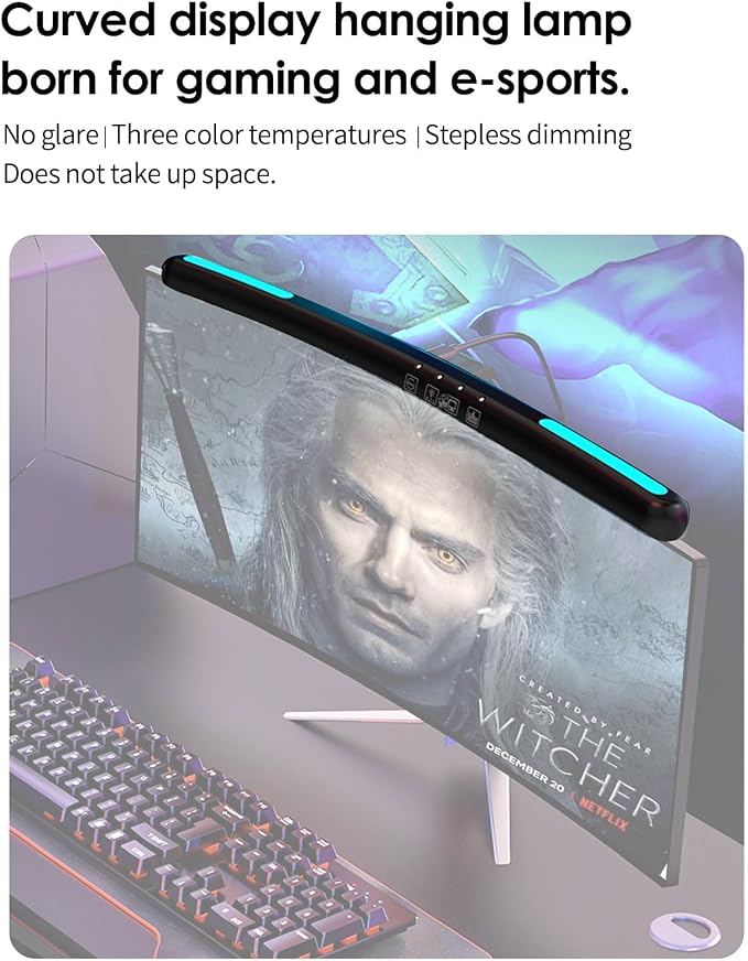 BY-J Computer Monitor Light Bar, Eye-Care USB Reading LED Task Lamp with Touch Control, Fit for Curved Monitor, No Screen Glare Dimmable Desk Lamp Computer Monitor Light Bar for Screen Home Office - Image 7