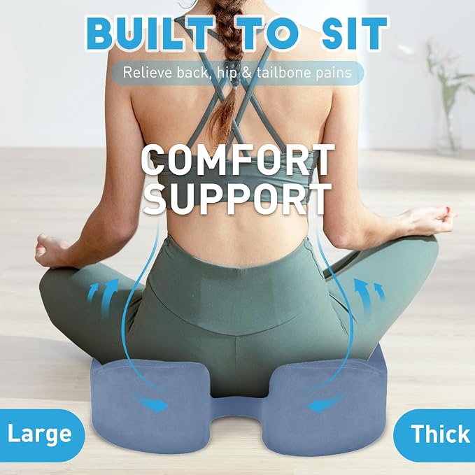 BlissTrends Extra Thick Seat Cushion for Office Chair & Car Seat, LightBlue | XX-Large Tailbone & Sciatica Relief, Ergonomic Support, High-Density Memory Foam, Comfort for Extended Sitting - Image 6