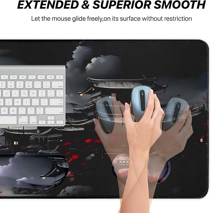 3-in-1 Large Gaming Mouse Pad Set, Anime Mouse Pad with Wrist Rest, Large Mousepads for Keyboard and Mouse with Non-Slip Rubber Base,Suitable for Office,Home,31.5 x 11.8 Inch - Image 4