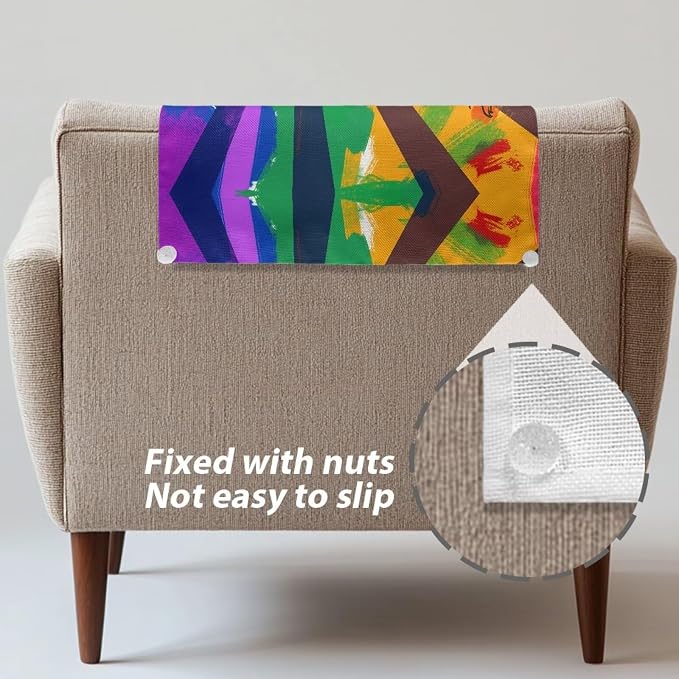 250th Anniversary Graffiti 2 Pcs Recliner Headrest Protector - Couch Chair Breathable Decoration Cover with Anti-Slip Base & Fixing Nails, Machine Washable for Home/Office Chair - Image 5