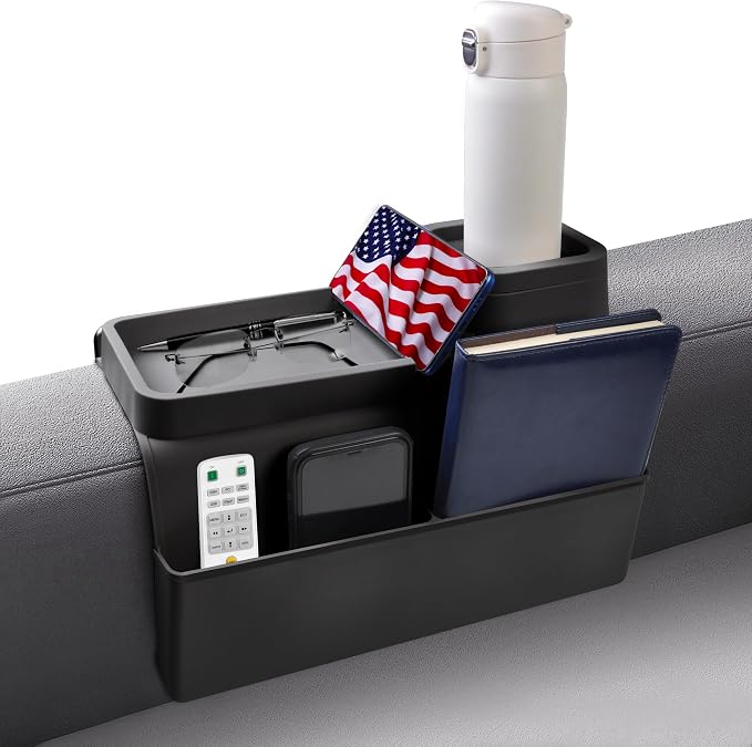 KindGa Couch Cup Holder - Silicone Sofa Armrest Organizer Couch Caddy Black by KindGa