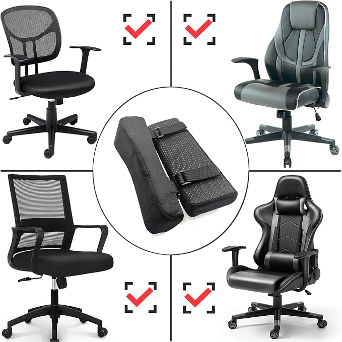 Easy-You Office Chair Armrest Covers, Set of 2 Comfortable Armrest Elbow Pillow (2 Black Armrest Pillow) - Image 6