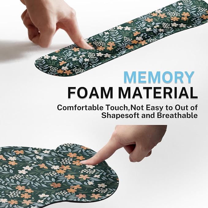 Britimes Ergonomic Mouse Pad Set with Wrist Rest, Floral Wildflower - Image 7