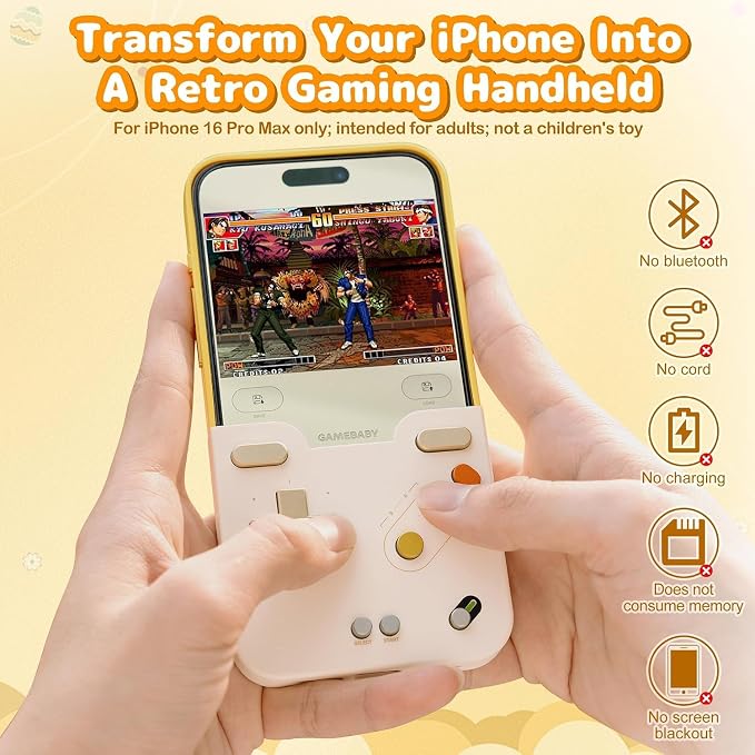 GameBaby Case for iPhone 16 Pro Max, Grip Retro Gaming Phone Case - Image 2