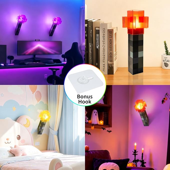 7-Color Wall Torch Lamp for Boys, Handheld Night Light for Room Decor - Image 5