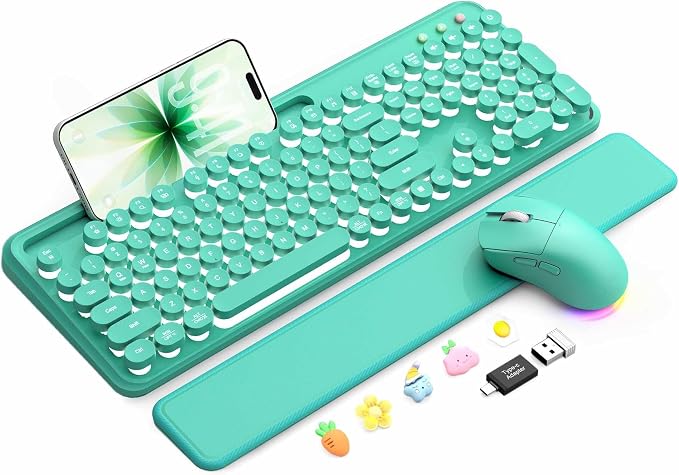 Wireless Keyboard and Mouse, Backlit Typewriter with Magnetic Wrist Rest by SABLUTE