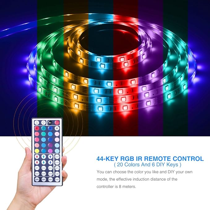 DAYBETTER Led Strip Lights 16.4ft Waterproof Color Changing Led Lights with Remote Controller - Image 9