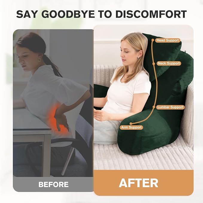 Reading Pillow for Bed,Back Pillow for Bed Sitting Up,Lumbar Support Pillow - Image 7