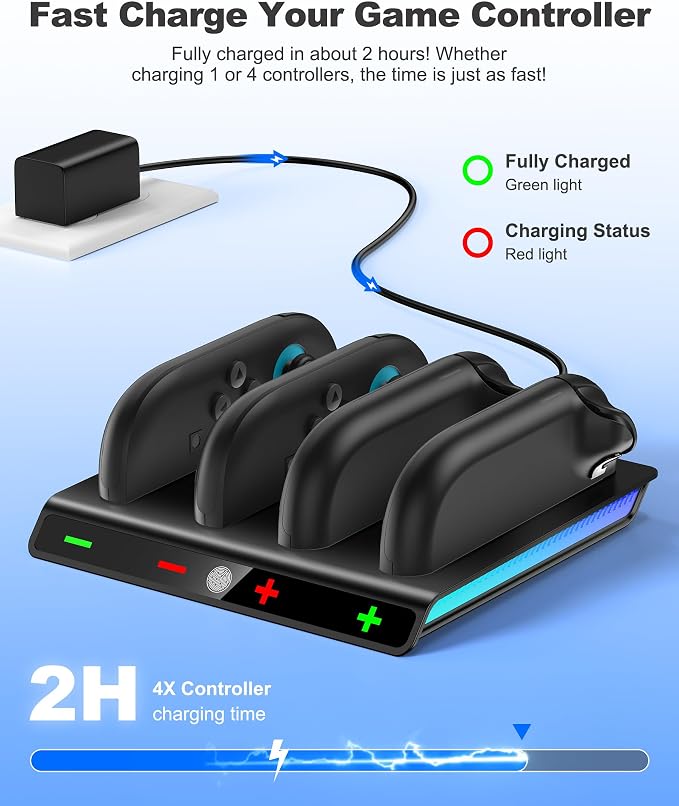 Svetaecho Enhanced Controller Charger Station Compatible with Switch 2 Joy Con, Magnetic Fast Charging Dock for Switch 2 Joy Con Charger Accessories PlayStation 3 - Image 2