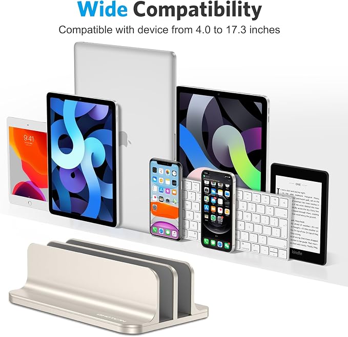 OMOTON Dual Vertical Desk Laptop Stand Holder, Fits MacBook Air, Starlight - Image 3