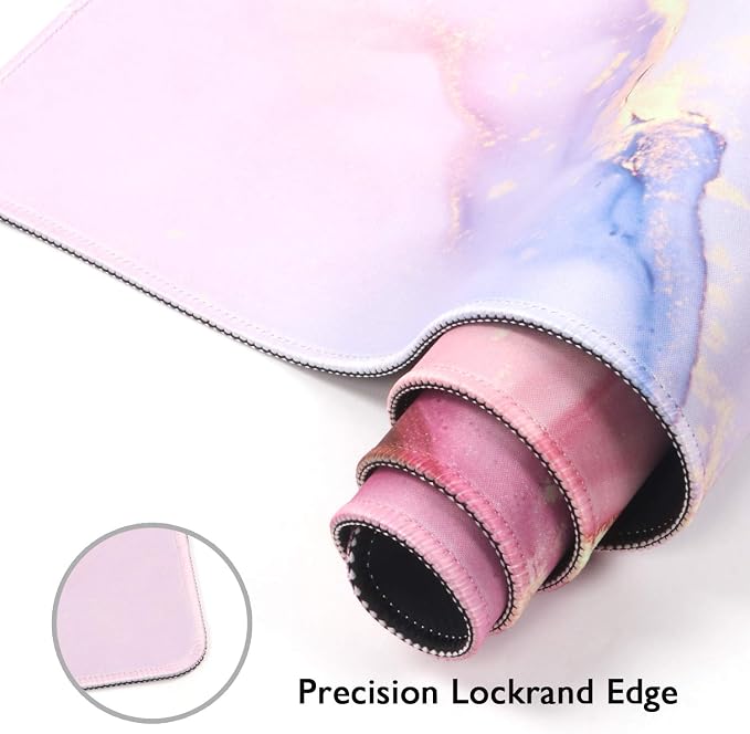 iCasso Extended Gaming Mouse Pad 35.4x15.7in Desk Pad,Glitter Marble | Non-Slip Rubber Base Mousepad with Stitched Edges, Waterproof Keyboard Mouse Mat Desk Pad for Work Office Game Home, - Image 5