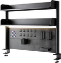 Clamp On Desk Pegboard Shelf - Metal Desktop Organizer Hutch with 2 Shelves | Storage and Display, Desk Add-On Shelf for Office, Dorm Room, Bedroom, Black, 39.3In by CHSSIH