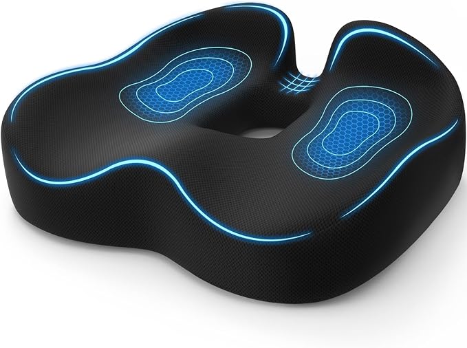 TushGuard 4-Zone Ergonomic Seat Cushion with Coccyx Cutout, Black | Office Chair Cushions for Tailbone Pain, Non-Slip Bottom, Breathable Washable Mesh, Versatile Use for Car, Office, Wheelchair by TushGuardSeatCushonsPillows