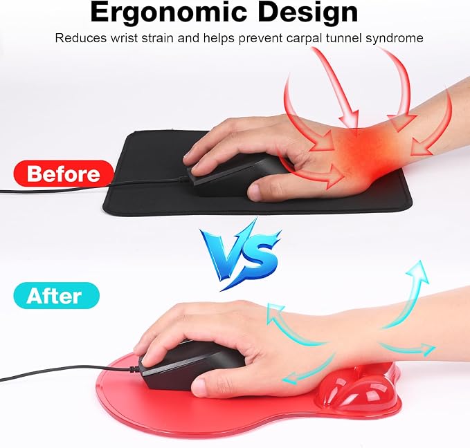 Gel Mouse Pad with Wrist Rest, Ergonomic for Laptop, Non-Slip Base - Image 2