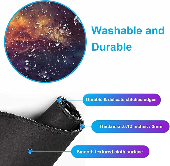 Large Starry Sky Mouse Pad with Stitched Edges, Computer Keyboard Desk Pad | Large Extended Mouse Pad; Full Desk Coverage; Waterproof Coating; Stable Anti-Slide Base For Gaming, Office, Study Daily Use - Image 6