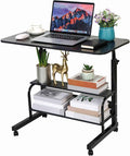 Adjustable Height Mobile Computer Desk with Wheels Black 31.5x15.7 Inch by Dekhaoxe