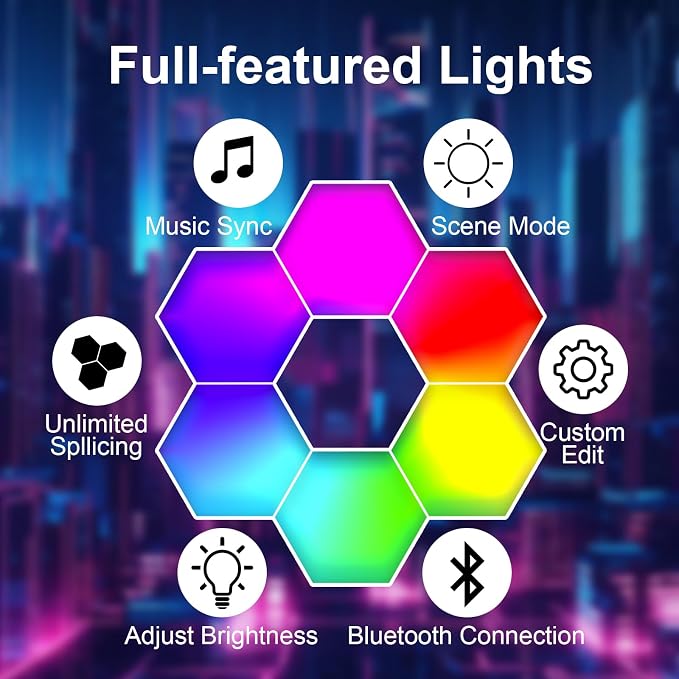 8 Pack RGB Hexagon Led Lights Wall Panels, Music Sync Color Changing Circle Lights, Hexagon Lamp with Remote Control & App Control, Led Shape Hex Light for Bedroom Gamers Decor Milky White - Image 2