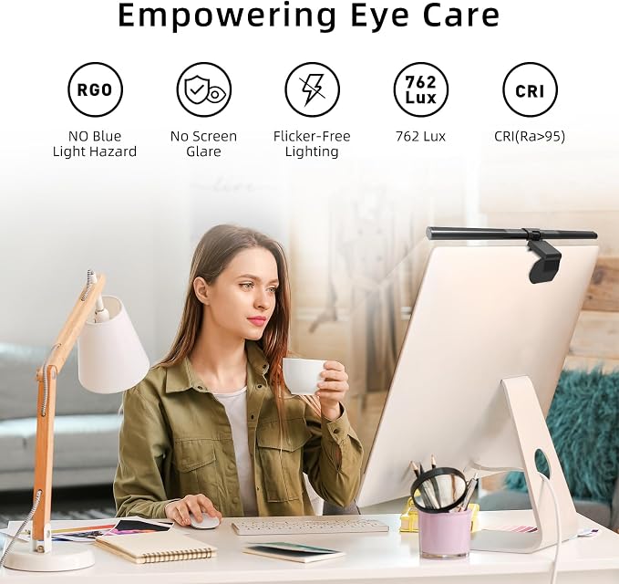 Thunderobot L1 Computer Monitor Lamp, Ra95 Light for Eye Caring, Asymmetric Light Source, Ten-Level Dimming No Video Flicker Blue Light Safe E-Sports Desktop Reading Lamp - Image 2