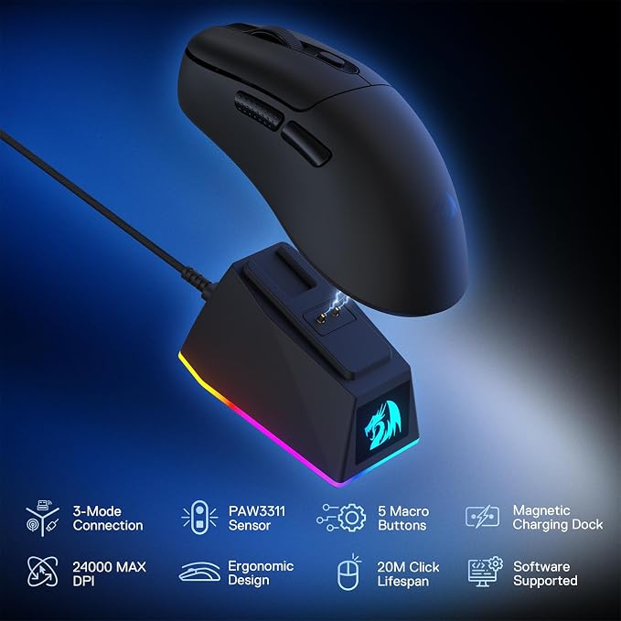 Redragon M998 Wireless Optical Gaming Mouse 24000 DPI Remapping Keys - Image 2