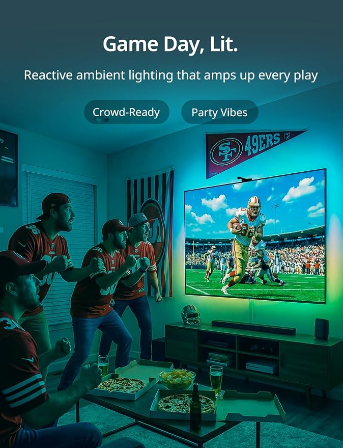Ailofy TV Backlight with Camera for 55-65" TVs, 12.5ft LED Strip Lights, Real-Time Full-Screen Sync for Movies, Gaming & Music, Smart Bias Lighting, Works with Alexa & Google Assistant, App Control - Image 5