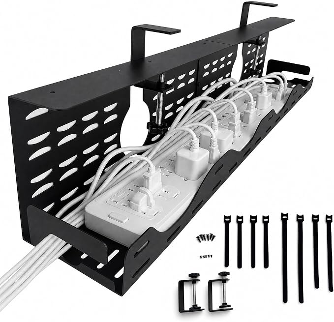 Under Desk Cable Management Tray, Expandable Metal Organizer - Image 2