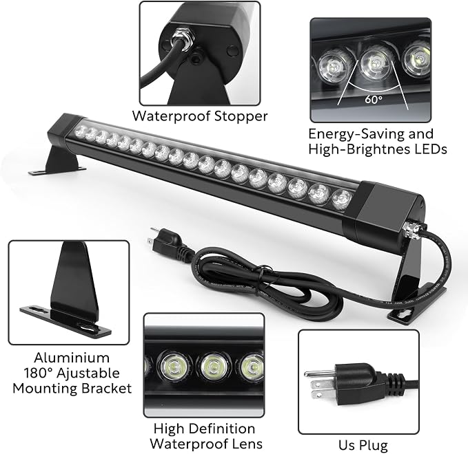 HNRLOY Wall Washer Light 2 Pack,36W 4000K Natural White Wall Washer Lighting,2FT 120V LED Linear Outdoor Wall Wash Light Bar for Garden,Backyards,Building,Courtyards Lighting - Image 5