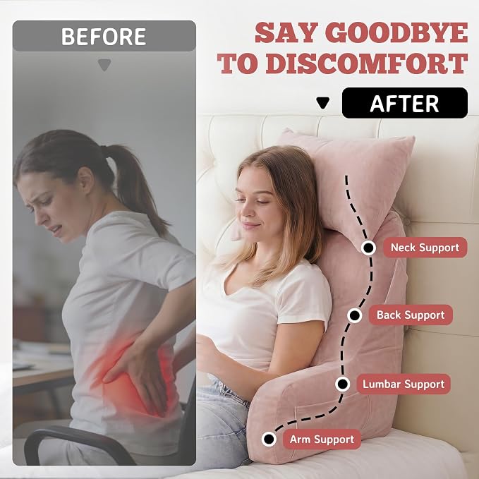 Reading Pillow for Bed,Back Pillow for Bed Sitting Up,Lumbar Support Pillow - Image 7