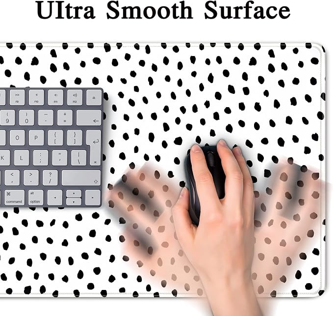 Boho Desk Mat, Polka Dot Large Mouse Pad Desk Pad Boho Desk Accessories for Women Office Decor, XXL Mousepad Long Laptop Keyboard Mouse Mat 31.5''X15.7'' Non-Slip Rubber Base with Stitched Edges - Image 5
