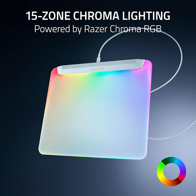 Razer Firefly V2 Pro Fully Illuminated RGB Gaming Mouse Mat: Backlit Design - 15 Zone Chroma Lighting - USB 2.0 Port - Detachable USB Type C Cable - Micro Textured Surface - Anti Slip Base - Image 3