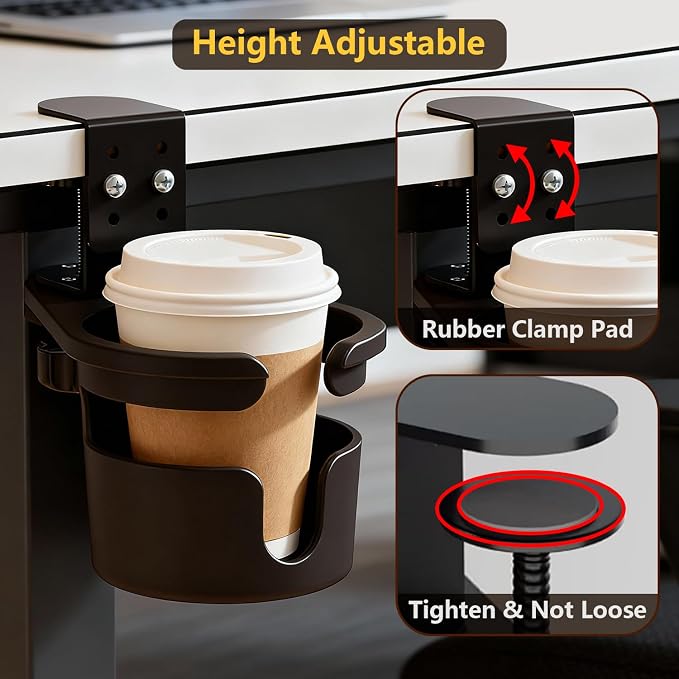 Deep Desk Cup Holder Clip On with 360° Rotating - Image 5