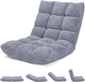 Folding Floor Chair with Back Support, Floor Seat, Lazy Sofa Chair | 14 Adjustable Position, Soft Coral Fleece, Thick Foam, Steel Frame Gaming Chair for Adults, Meditation, Living Room (Gray) by BUYNOW