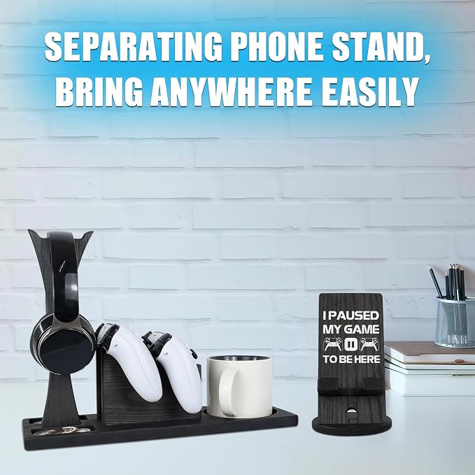 Gaming Accessories Organizer with Headphone Holder, Rotatable Phone Stand & Controller Stand - Unique Gamer Gifts Controllers Holders Gaming Equipment, Gifts for Gamers Controller Holder - Image 4