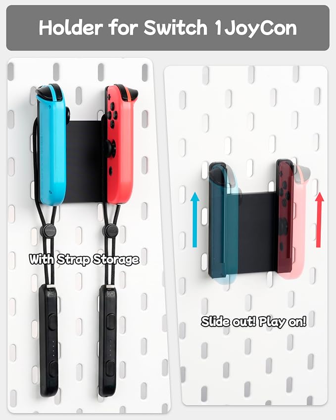 Pegboard Storage Set Compatible with Switch | 4PCS | Black | for NS1, Switch PRO controller and Console Dock, Joycon Holder Compatible with SKADIS Pegboard - Image 7
