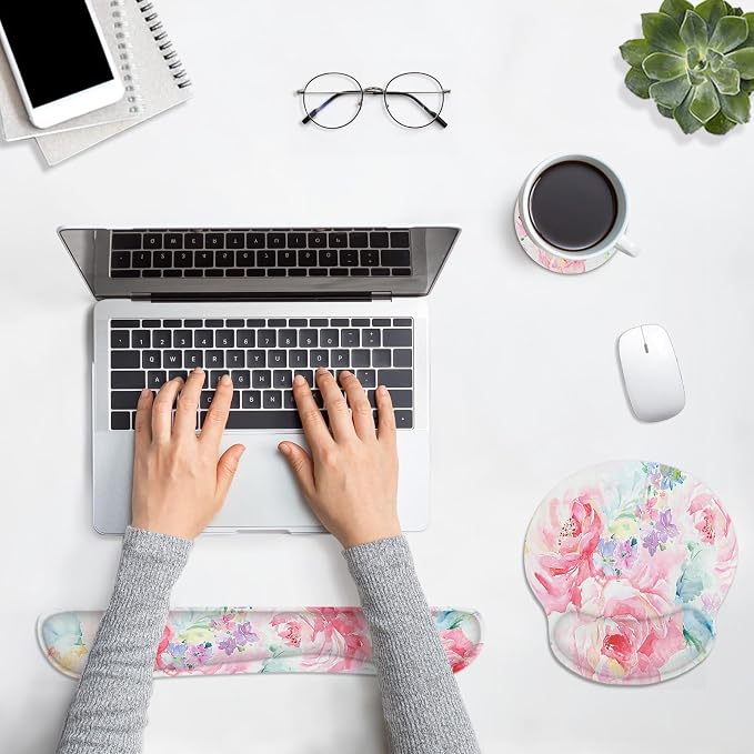Britimes Ergonomic Mouse Pad Set with Wrist Rest, Watercolor Abstract - Image 3