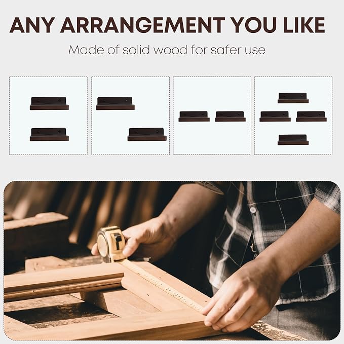 Small Floating Shelf for Wall,5 Inch Wooden Wall Shelf Set of 6,Mini Speaker, Baby Monitor,Cameras，Figurines Display Stand, for Bedroom, Gaming Room, Living Room, Bathroom, Office(Walnut) - Image 7